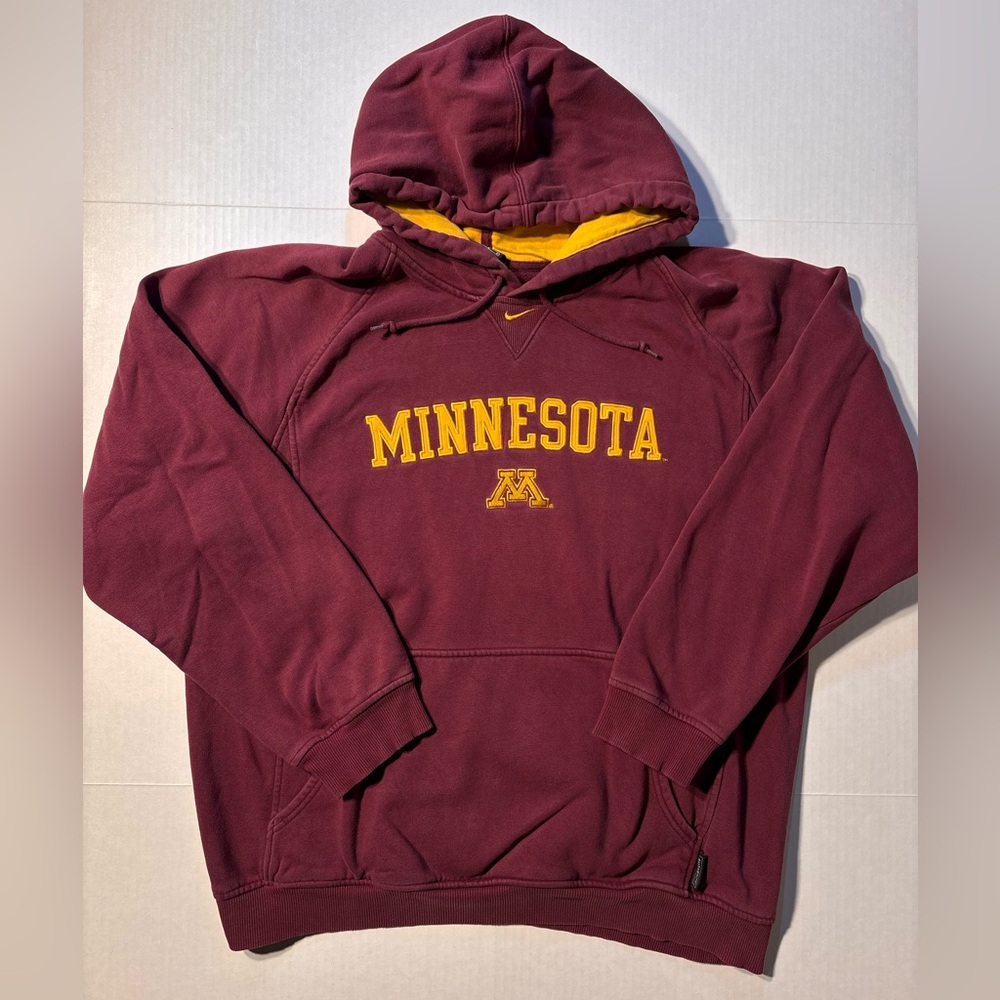 Vtg Nike Center Swoosh Check Minnesota Golden Gophers 90’s Y2K Pullover Hoodie L